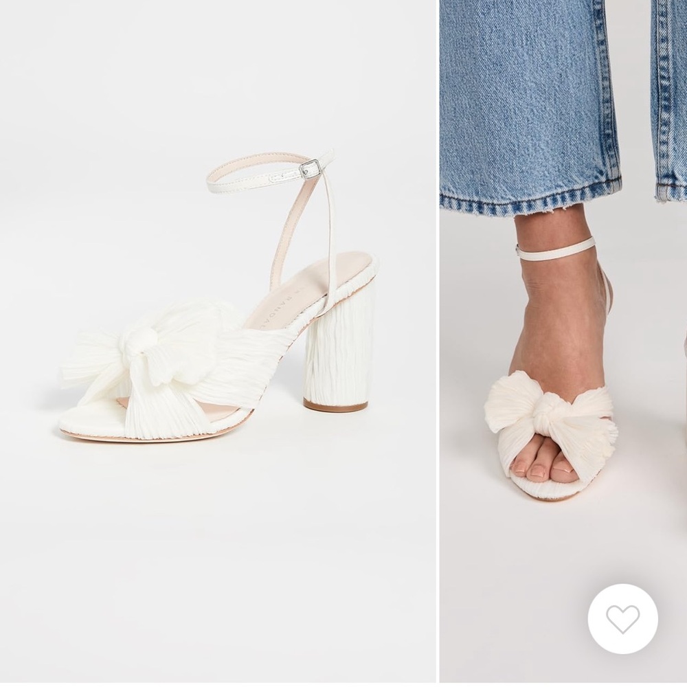 Camellia Platinum Pleated Bow Heel- Loeffler Randall